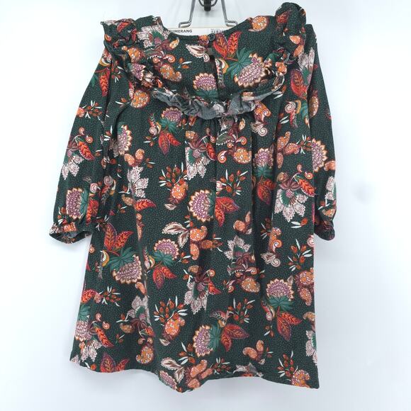 Old Navy 4T Boho Holiday Heritage Floral Dress Balloon Sleeves Ruffle Neckline - Picture 8 of 10